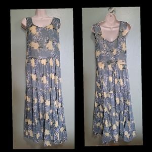 Vintage Floral Cotton Dress Medium Country Boho India